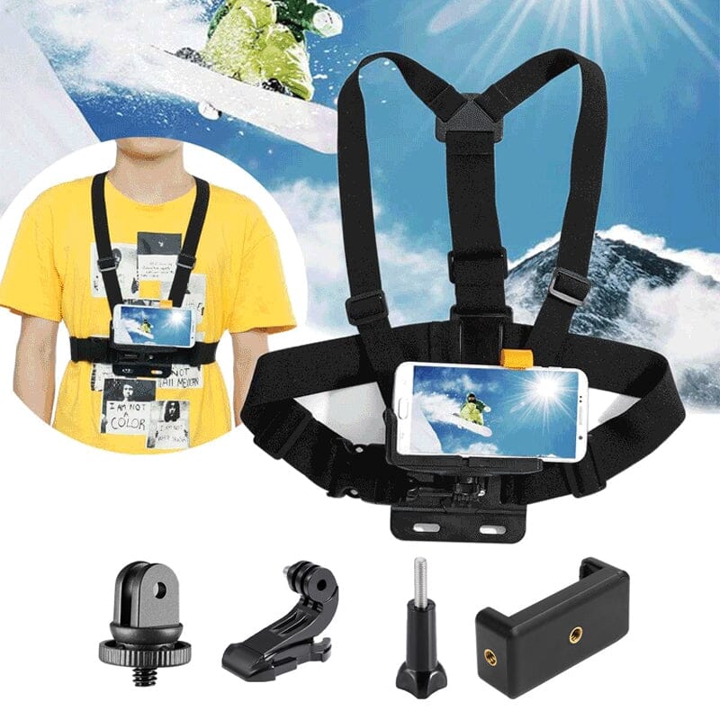 Chest strap mobile phone holder
