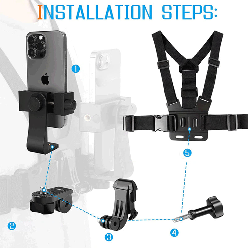 Chest strap mobile phone holder