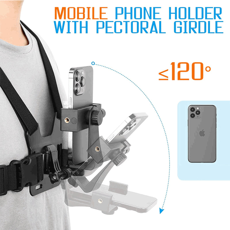 Chest strap mobile phone holder