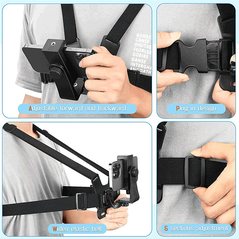 Chest strap mobile phone holder