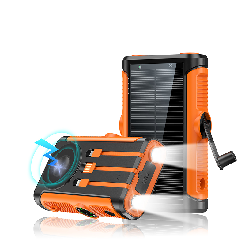 20000mAh Built in Hand Crank and 3 Cables 15W Fast Charging Power Bank