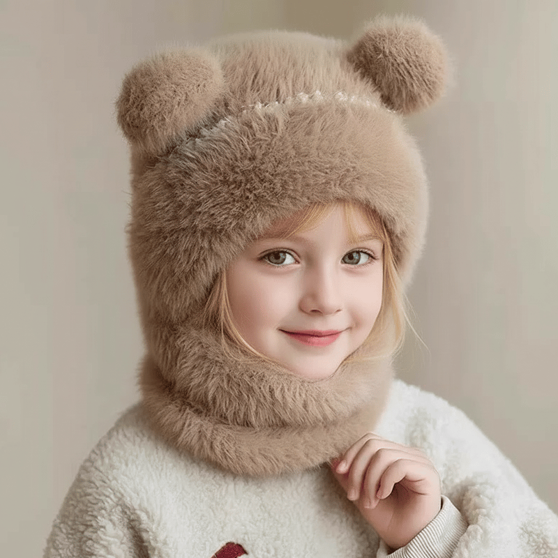 Stylish Bear-Ear Windproof 4-in-1 Kids Winter Hat