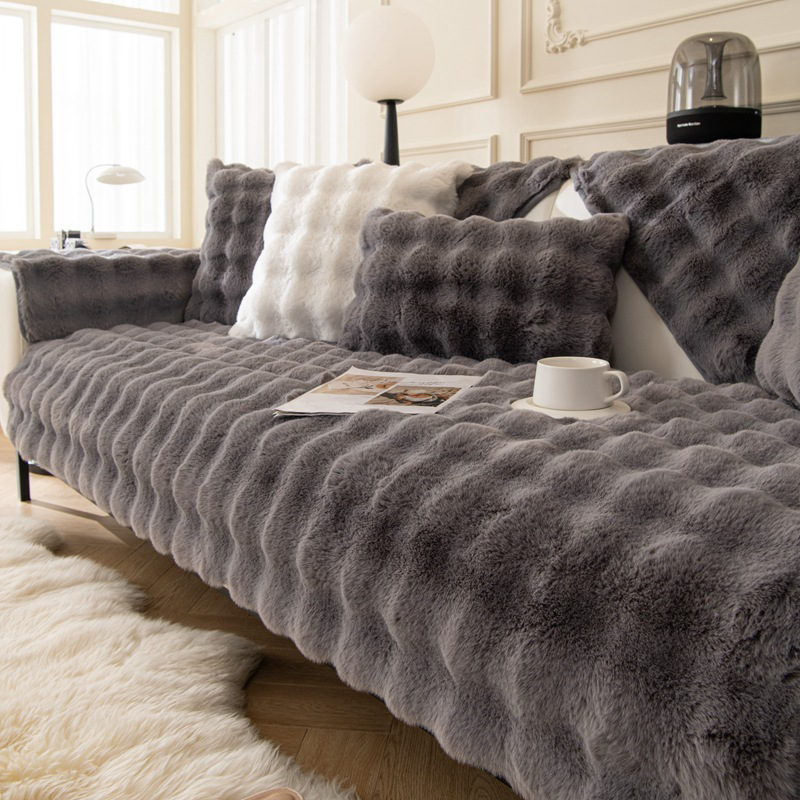 Rabbit Fur Plush Sofa Cushion