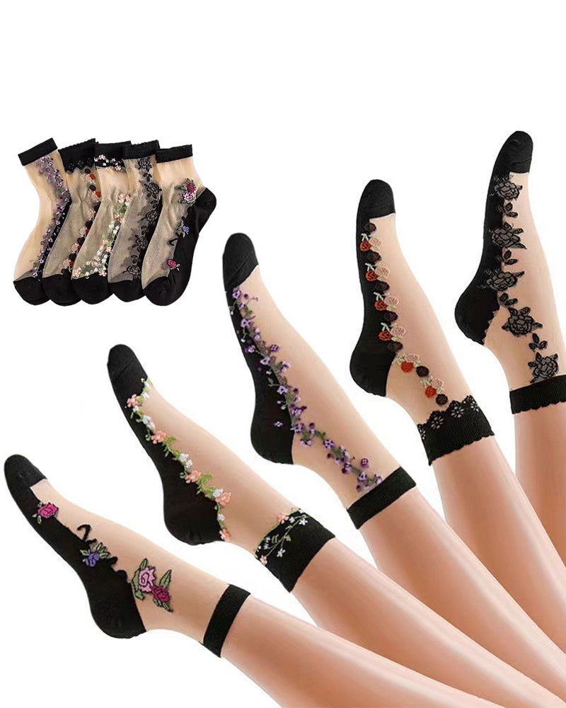 Vibrant Floral Patterned Glass Socks