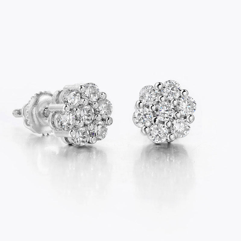 Diamond Flower Earrings-Pair