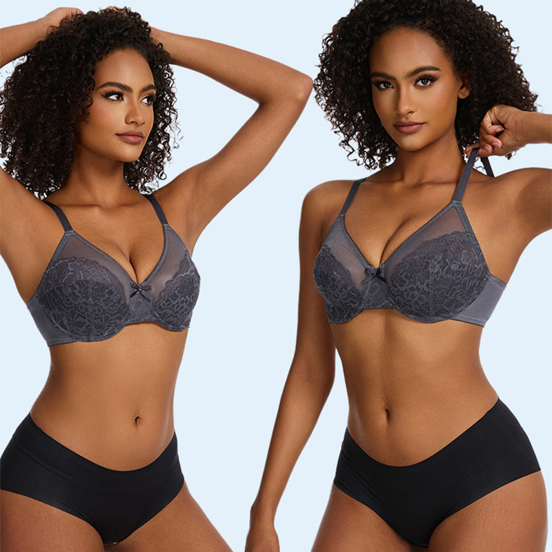 Floral Lace Breathable Mesh Comfort Bra