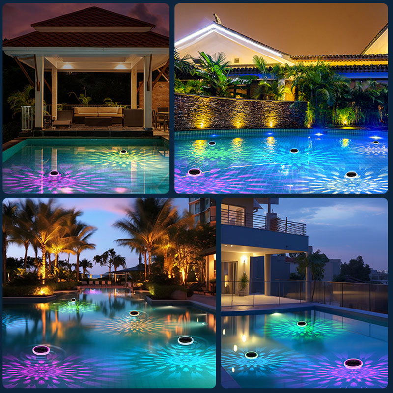 2 PCS - Timer Function Solar-Powered Pool Light with 3 Brightness Levels & 9 Colors