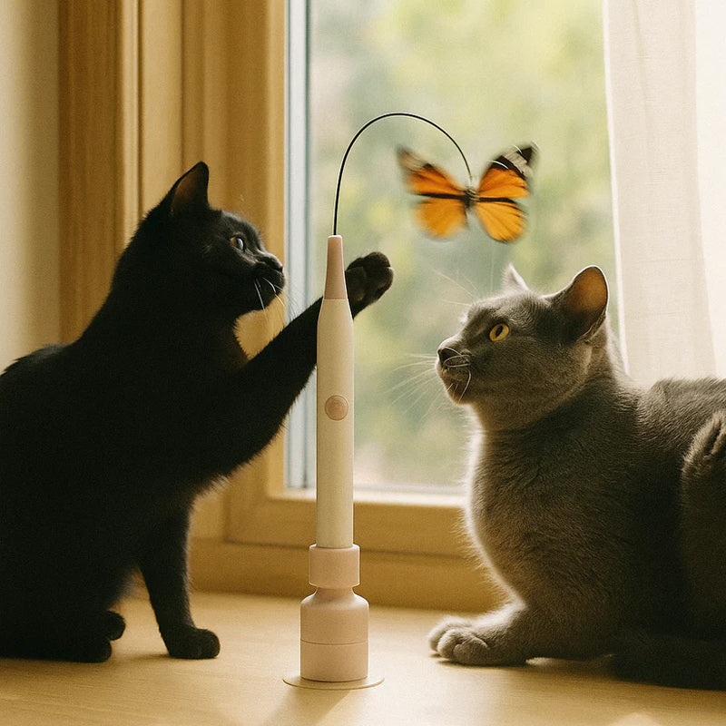 Suction Cup Butterfly Electric Cat Teaser Wand