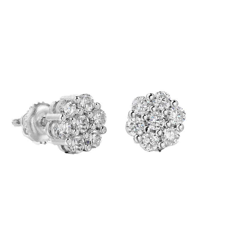 Diamond Flower Earrings-Pair