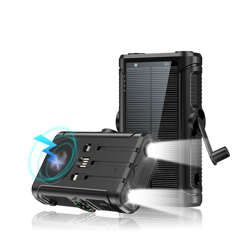 20000mAh Built in Hand Crank and 3 Cables 15W Fast Charging Power Bank