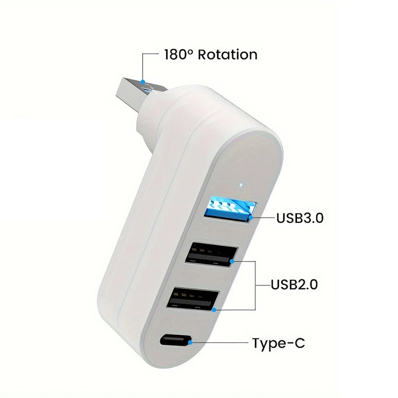Multifunctional Mini Rotatable 3-port USB Port