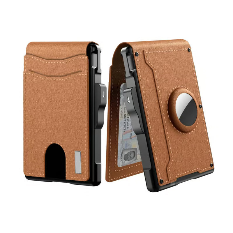 Men's Business Style Pu Leather Card Slots for AirTag