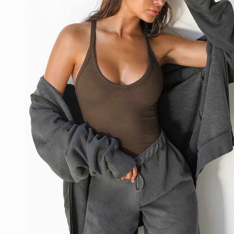 Women's Solid Backless Racerback Tank Top