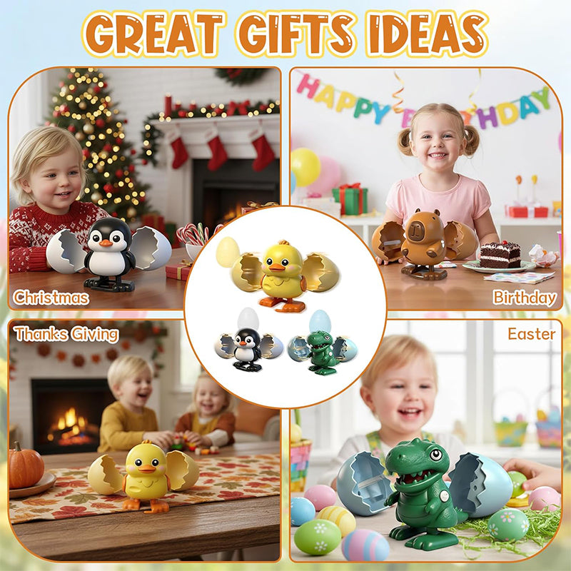 Pop-Surprise Easter Eggs – Wind-Up Jumping Animal Toy (Capybara, Dinosaur, Penguin, Duck)
