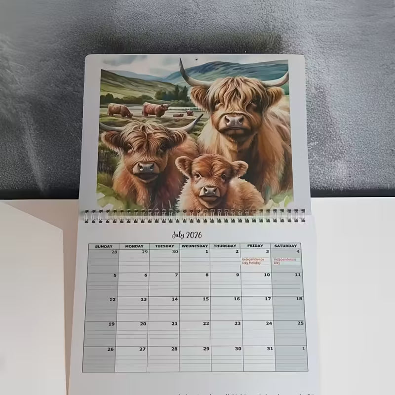 Highland Cow Calendar 2026
