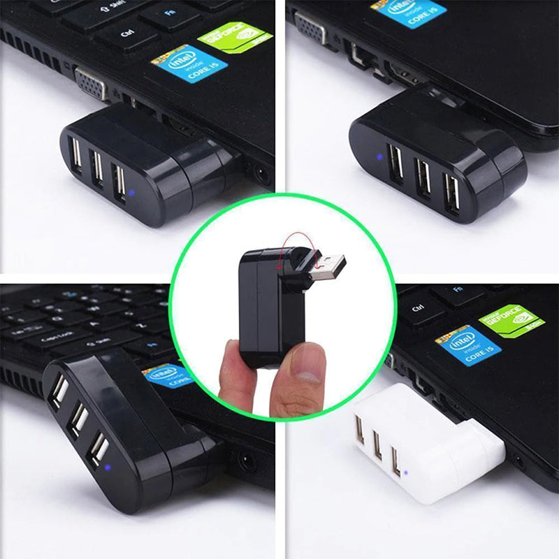 Multifunctional Mini Rotatable 3-port USB Port