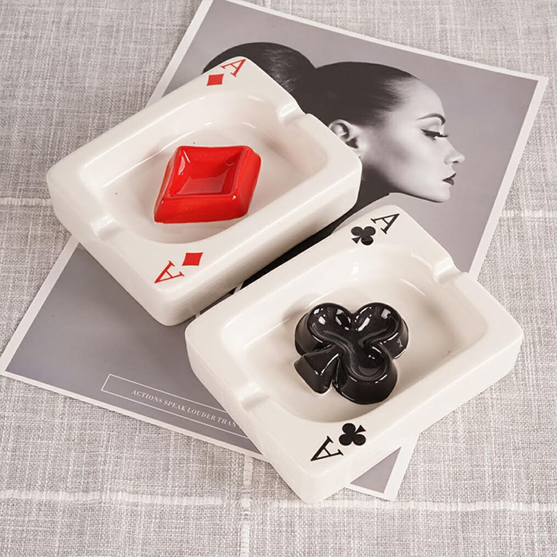 Creative Poker Ceramic Ashtray Set