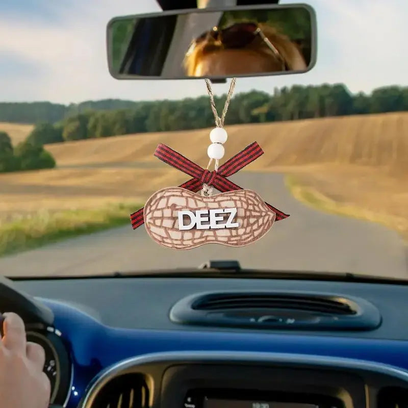 Wooden Peanut Shaped Car Hanging Ornament
