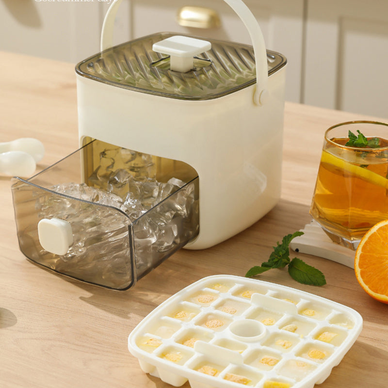 Handled Press-Type Ice Cube Tray (Double-Layer)