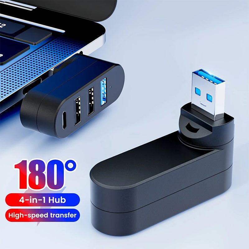 Multifunctional Mini Rotatable 3-port USB Port