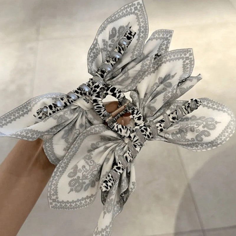 Double-Sided Paisley Bow Hair Claw