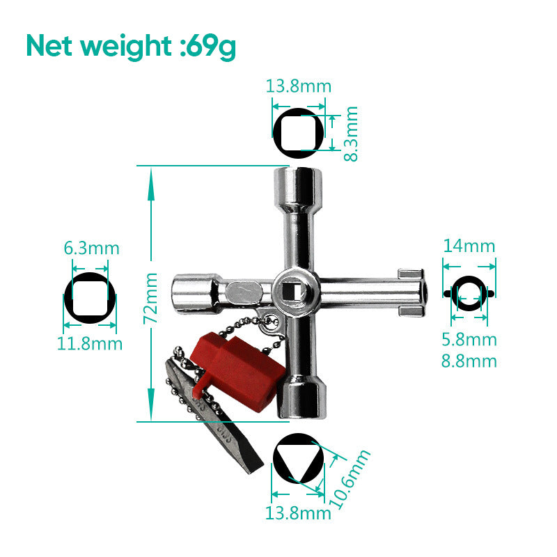 4 Way Sillcock Key with Bit