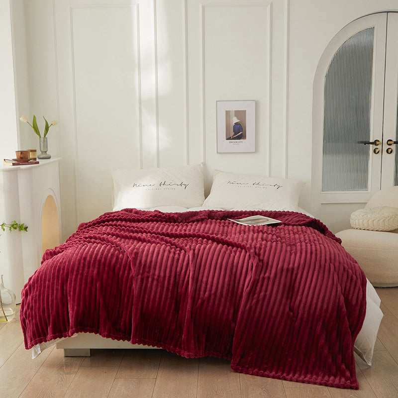 Jacquard randig fuskpäls filt