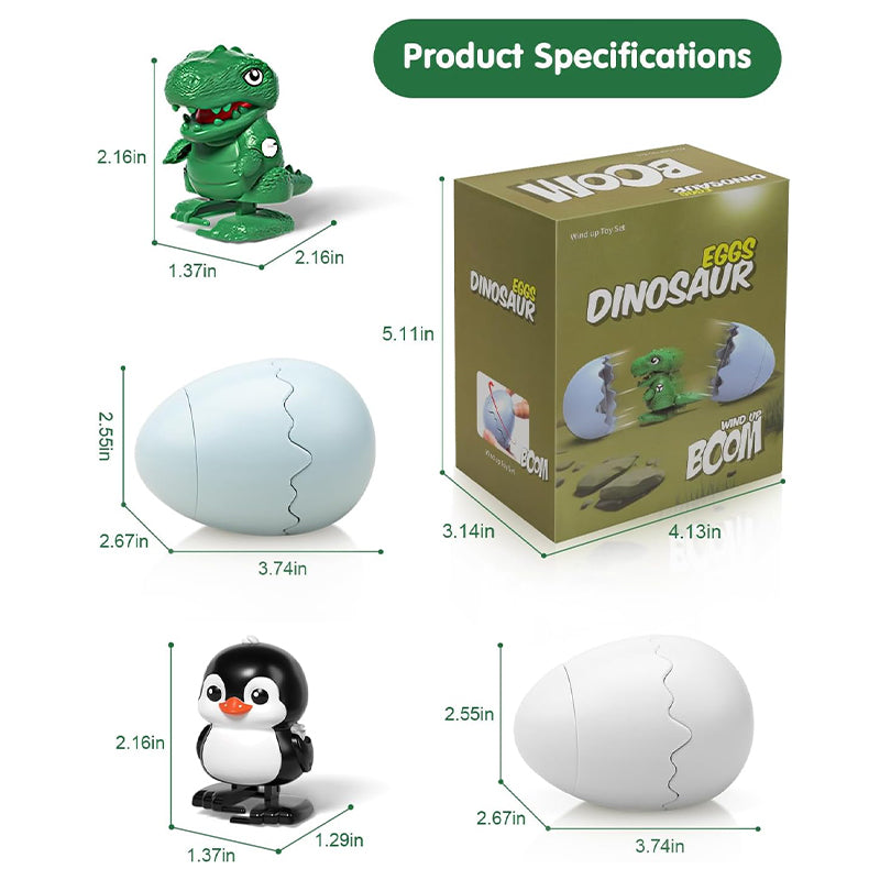 Pop-Surprise Easter Eggs – Wind-Up Jumping Animal Toy (Capybara, Dinosaur, Penguin, Duck)