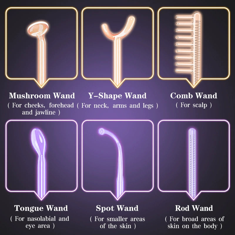 Portable Skin Therapy Machine with 6 Neon & Argon Wands