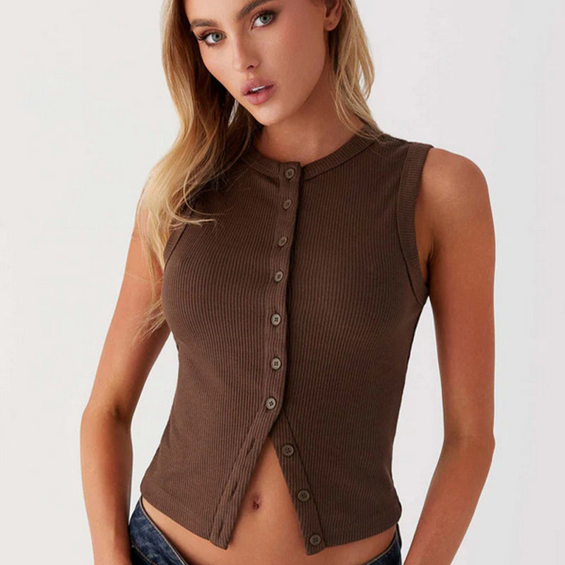 Sleeveless Buttoned Vest