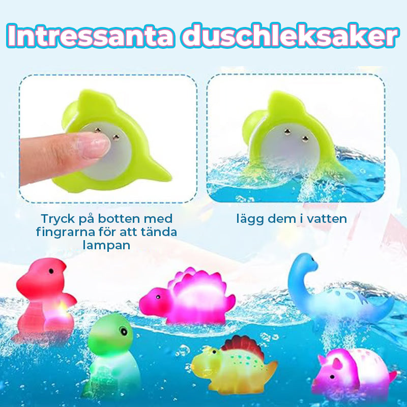 Glödande dinosaurieformade badleksak