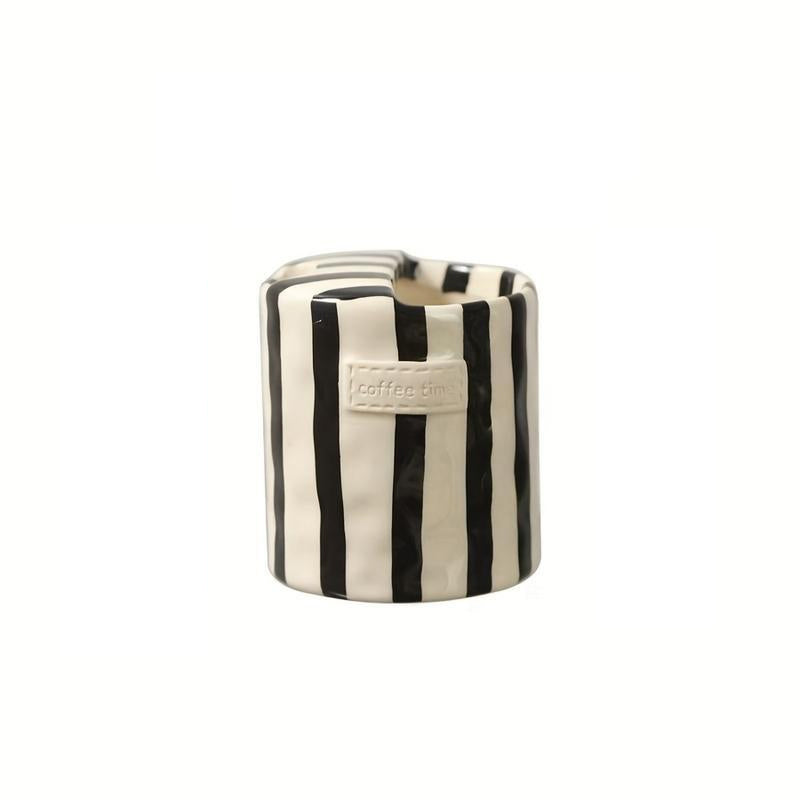 Retro Striped Hand-Painted Ceramic Mug