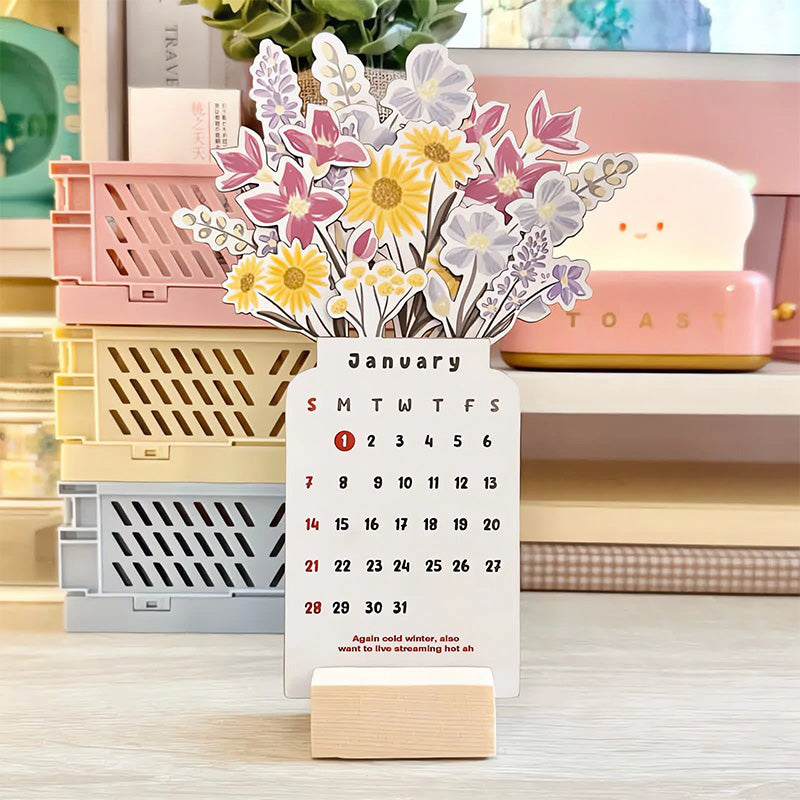 2025 blomma blommor skrivbordskalender