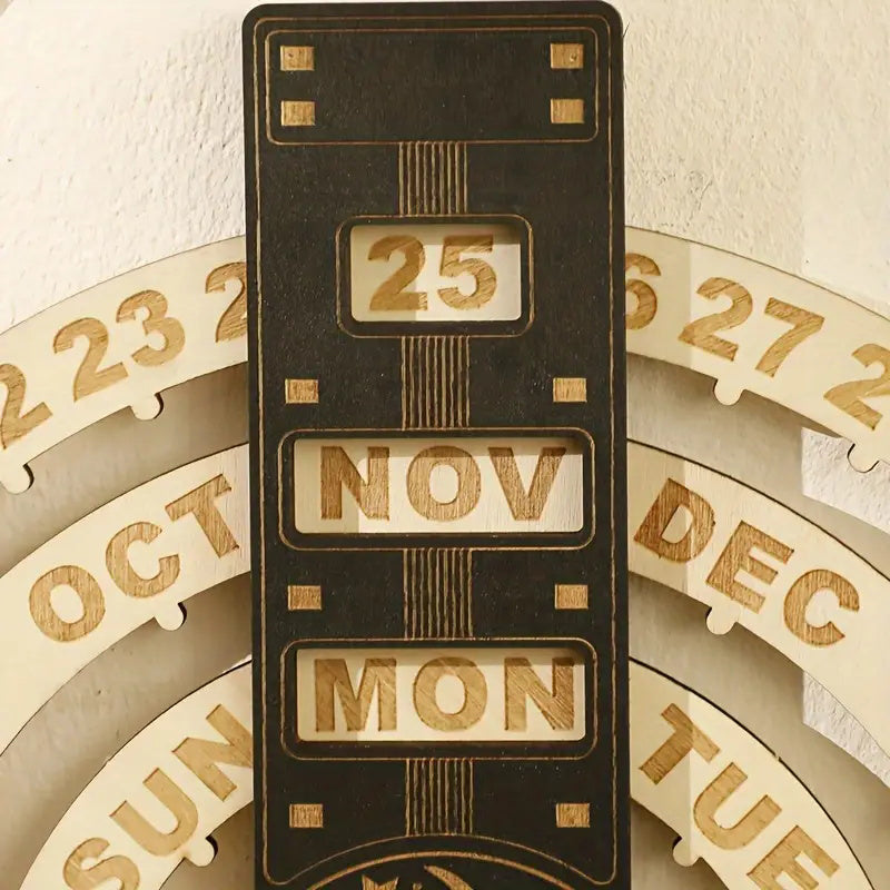 Trä roterande cirkulär evighetskalender