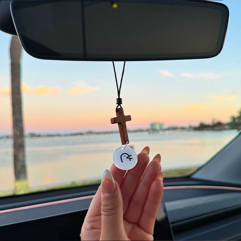Scripture Cross Car Charm