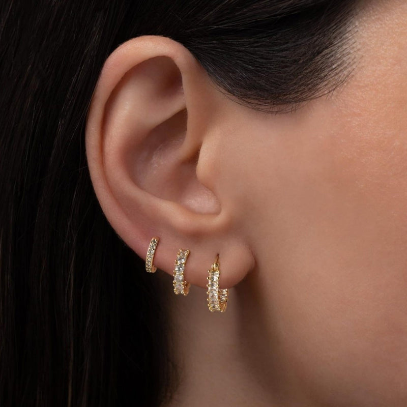 14K Gold-Plated Hoop Earrings Gold Plated Earring Set