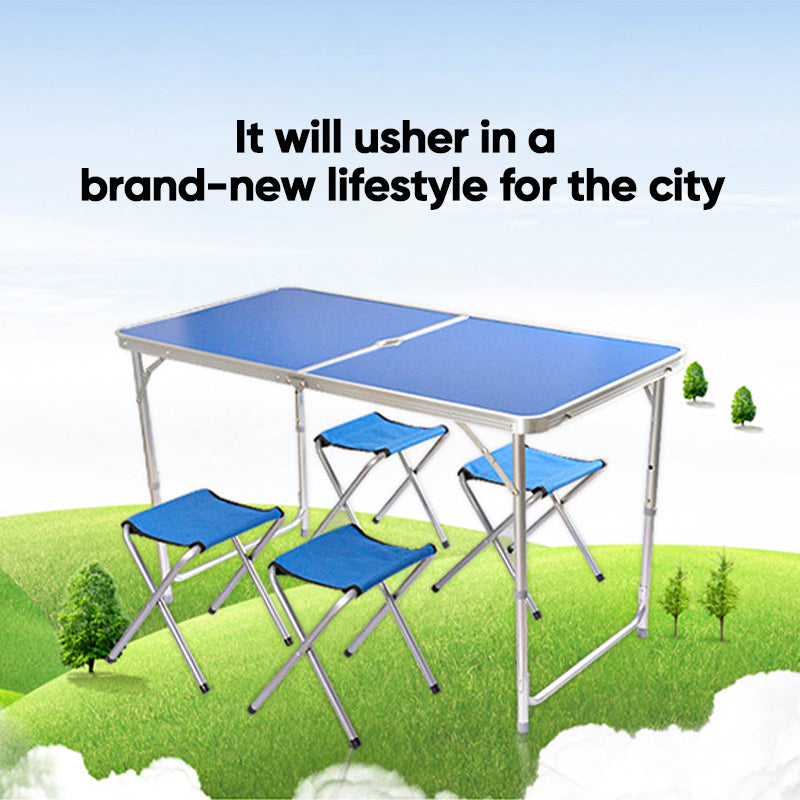 Folding Picnic Table with 4 Stools