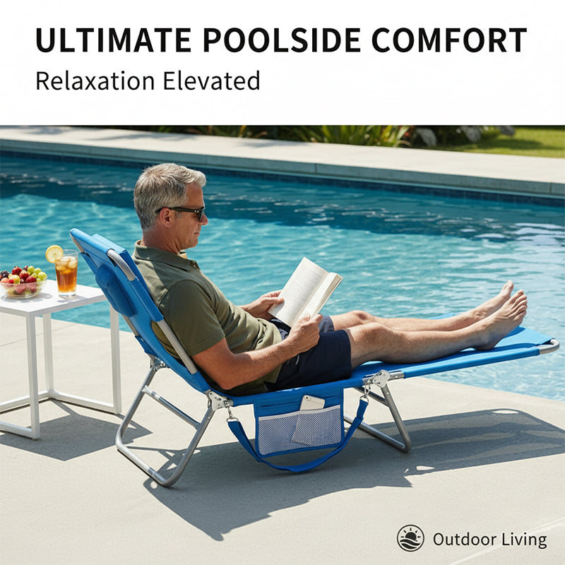 Portable Folding Beach Lounge Chair with Backpack Straps