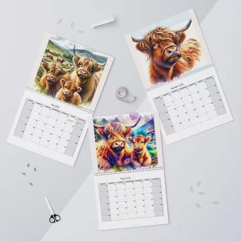 Highland Cow Calendar 2026