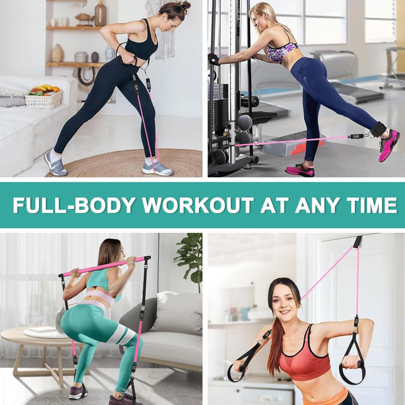 180lbs Pilates Bar Set with Resistance Bands for Women