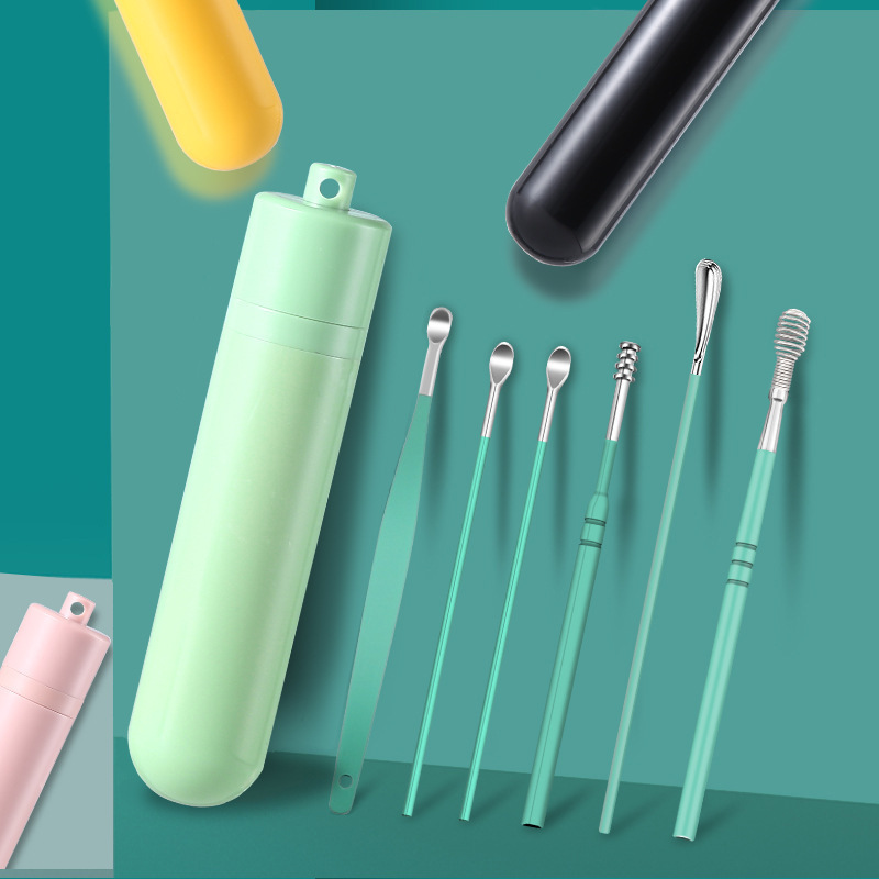 6 Counts Stainless Steel Spiral Ear Cleaner & Massage Tool Set