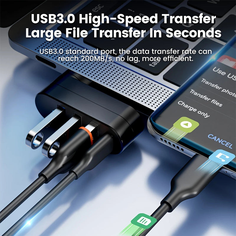 Multifunctional Mini Rotatable 3-port USB Port