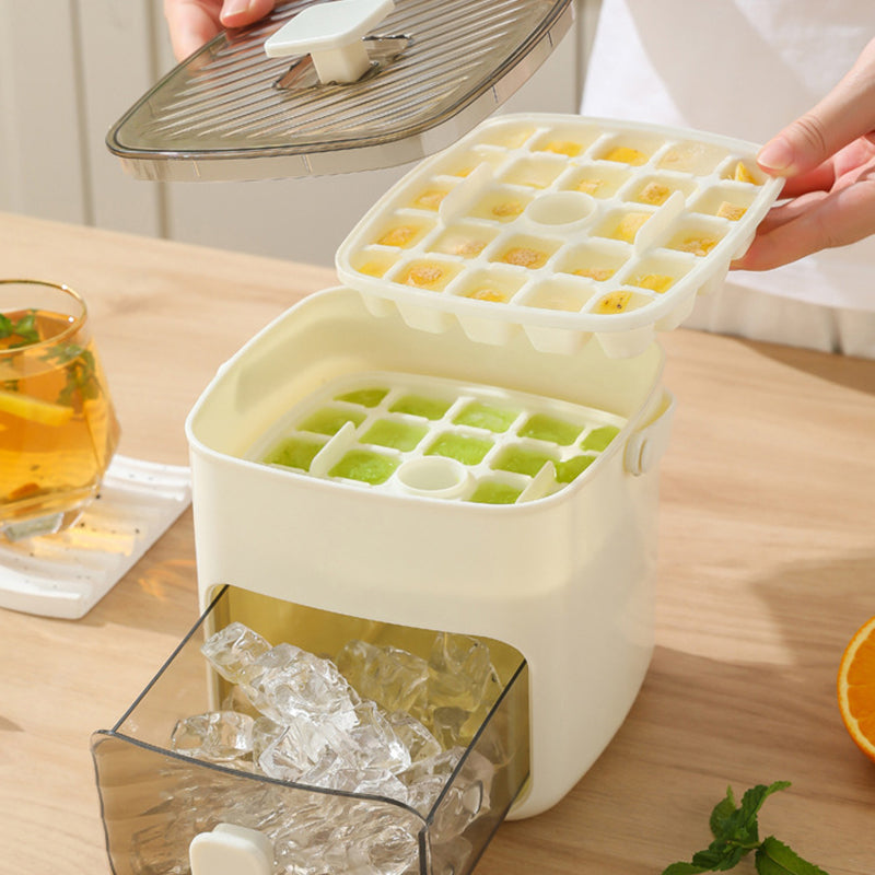 Handled Press-Type Ice Cube Tray (Double-Layer)