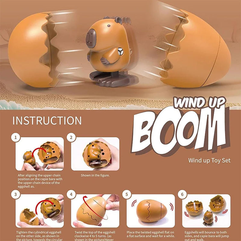 Pop-Surprise Easter Eggs – Wind-Up Jumping Animal Toy (Capybara, Dinosaur, Penguin, Duck)