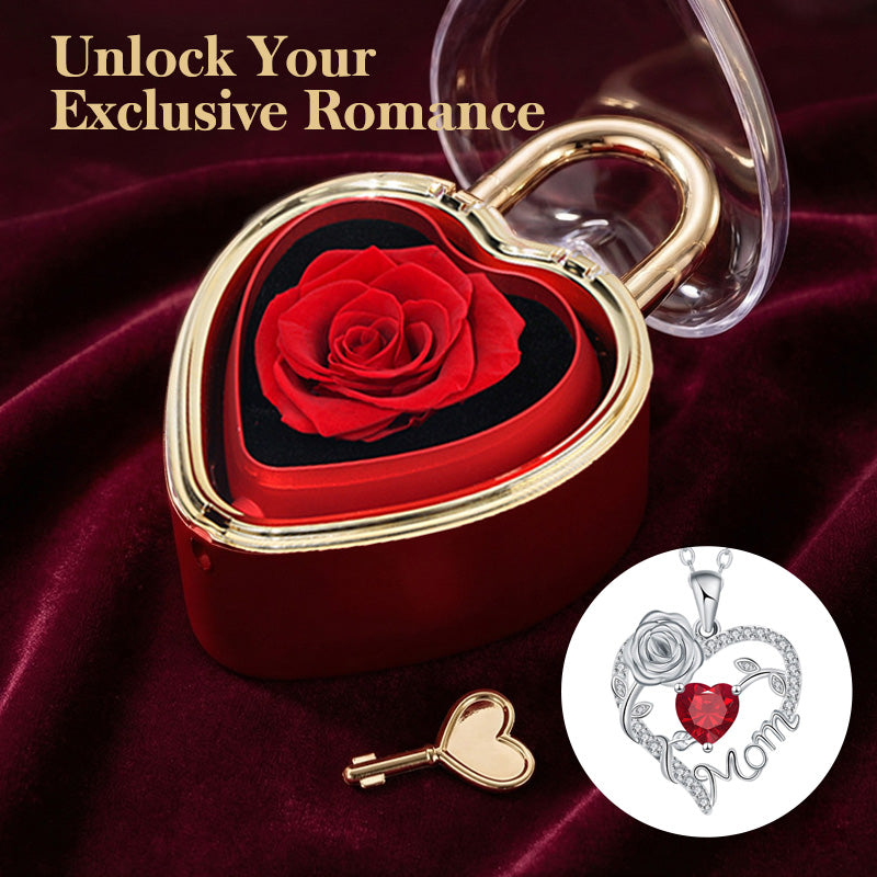 Heart Lock Flip Rose Jewelry Box – Premium Eternal Flower Valentine Gift Box