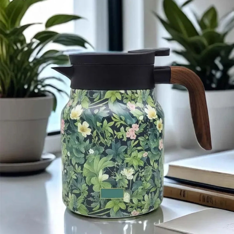 Vintage Floral Pattern Tea Thermos – Built-In Infuser