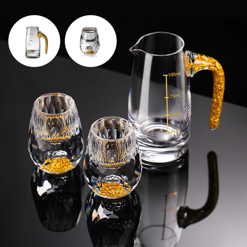 3D Glacier Whiskeyglas Cup Crystal Gold Foil Shotglas