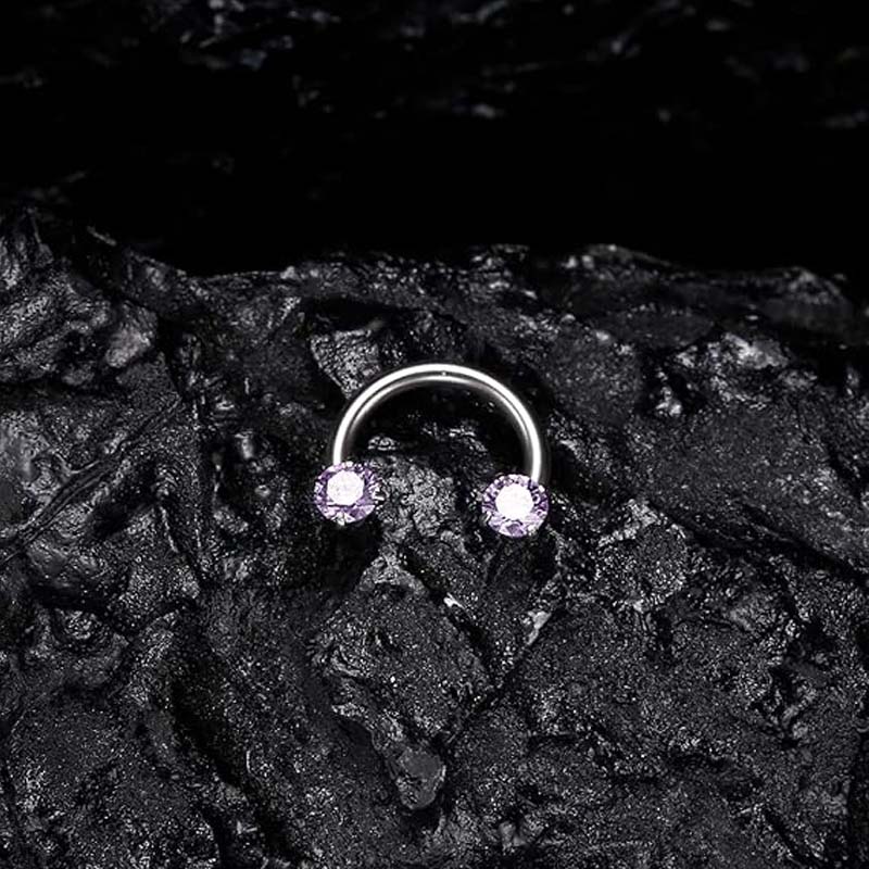 Zirkonium Hästsko Ring med Gängade Stenar för Piercingar