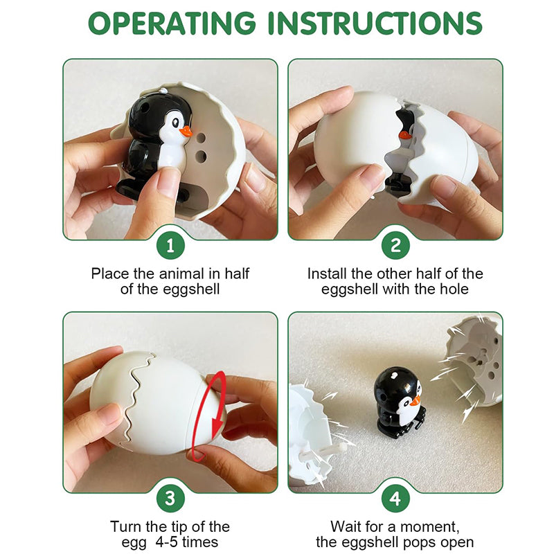 Pop-Surprise Easter Eggs – Wind-Up Jumping Animal Toy (Capybara, Dinosaur, Penguin, Duck)