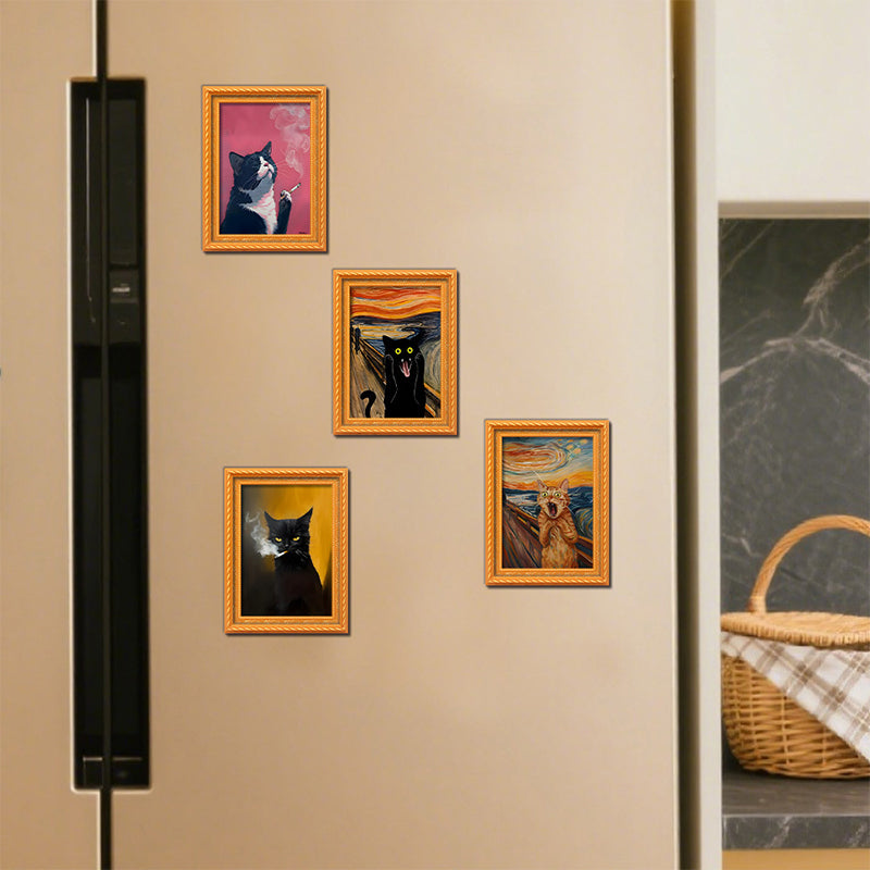 Funny Cat Art Fridge Magnets